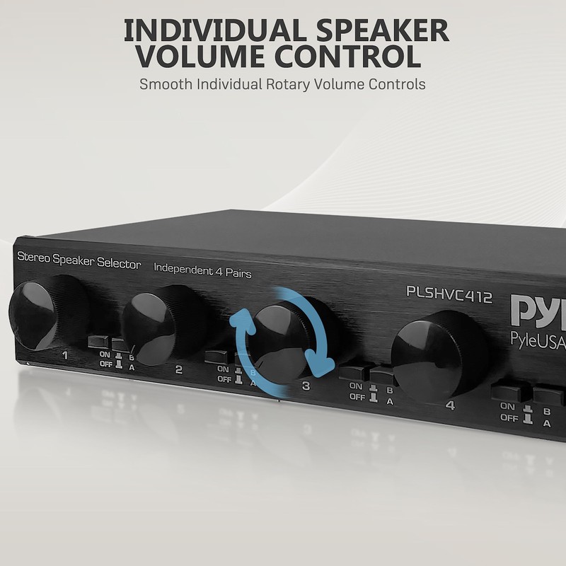 Pyle 4 Channel High Power Stereo Speaker Selector with Volume