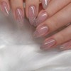 24pcs Long Almond False Nail French Glitter Star River Nail
