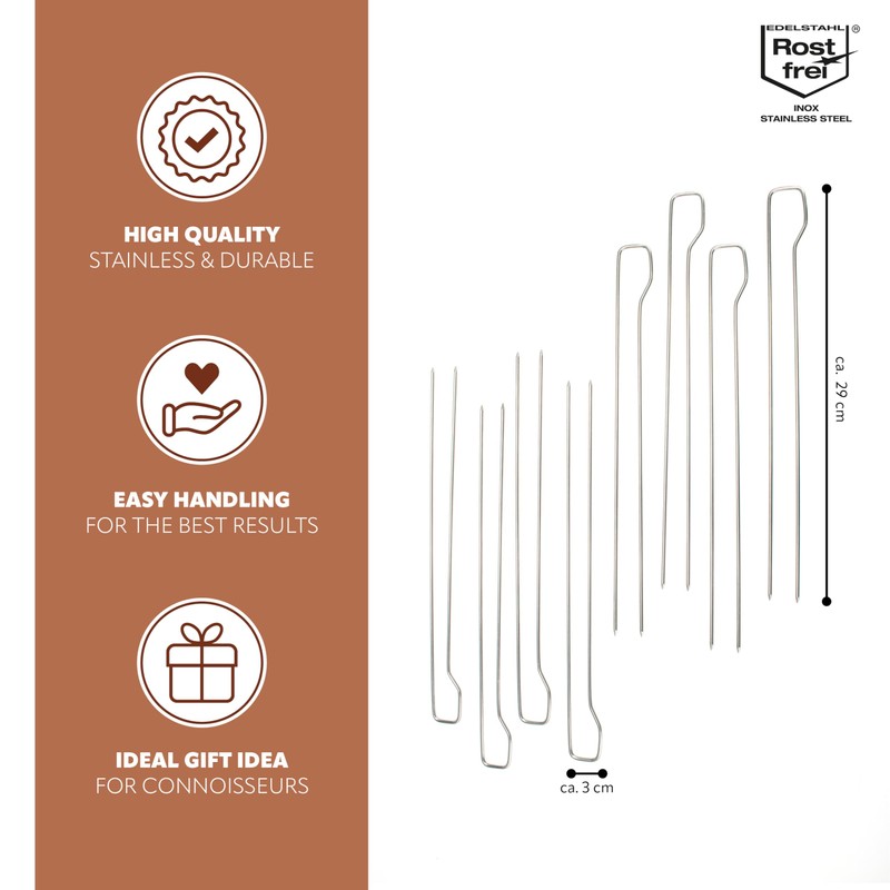 bremermann Double Barbecue Skewers Set of 8 Stainless Steel Approx.