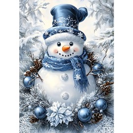 MXJSUA Christmas Snowman Diamond Painting Adults, 5D Diamond Painting Pictures Beginners, DIY Round Full Drill Diamond Painting Gifts Home Wall Decor 30 x 40 cm