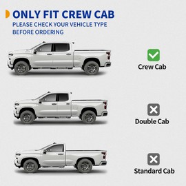 6 Inches Running Boards & Steps Compatible with 2007-2018 Chevy Silverado/GMC Sierra 1500 & 2007-2019 2500HD/3500HD Crew Cab (Gas Engine ONLY), Black Aluminum Nerf Bars Side Step