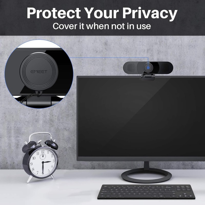 EMEET 3 in 1 Webcam - 1080P Webcam with Microphone