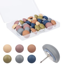 Tinoaly 30pcs Matte Push Pins, Reusable Decorative Large Pushpins Colorful Thumbtack Round Map Pins Resin Cute Thumb Tacks for Photos Wall Bulletin Board Cork Board Home Office Classroom(Dark Colors)