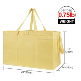 Bodaon Insulated Pizza Delivery Bags, XXX-Large Commercial Food Delivery Insulation Bag for Hot/Cold Food, Large Capacity Reusable Warming Bag, Beige, 1-Pack