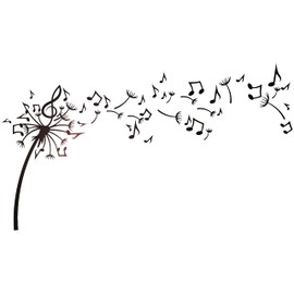 Vinyl Wall Decal Dandelion Flowers Music Notes Patterns Stickers Mural Large Decor (g1817) Black