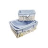 Woodluv Rectangular White Willow Wicker Hamper Storage Basket-With Blue Fabric