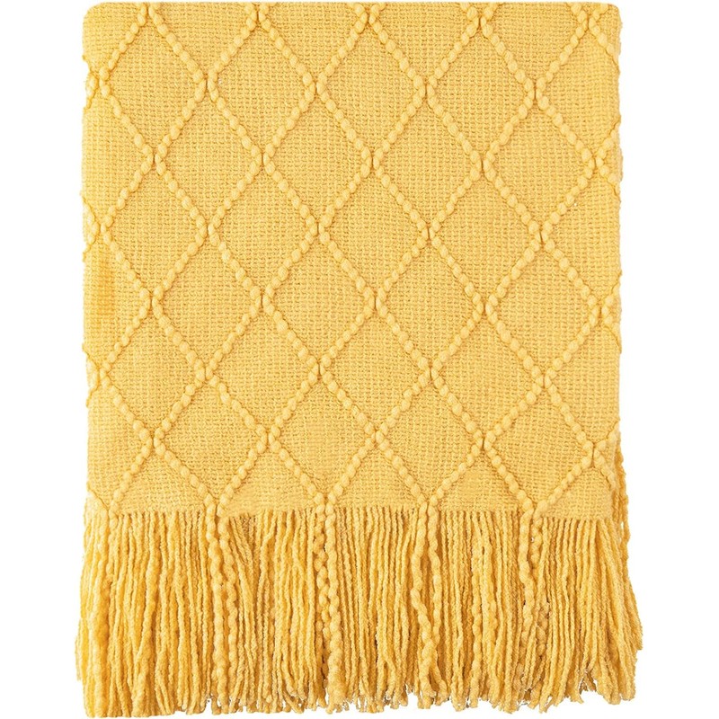 BATTILO HOME Yellow Throw Blanket for Sofa Couch Chair Living