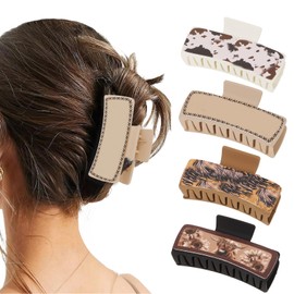Amariver Western Hair Clips for Women 4pcs Western Claw Clips for Country Girls Large Leather Hair Clip Western Cowgirl Stuff Hair Accessories for Women Girls