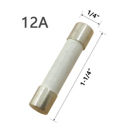 YOLISTIC 12 Amp Slow-Blow Time Delay Fuse Ceramic 6.35x31.75mm(1/4" x 1-1/4") (Pack of 10)