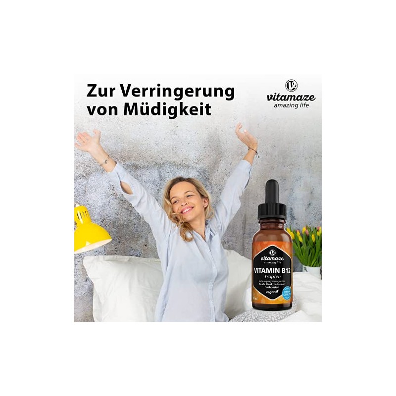 Burxoe Vitamin B12 Drops 500 mcg, Vegan High Dose Drops,