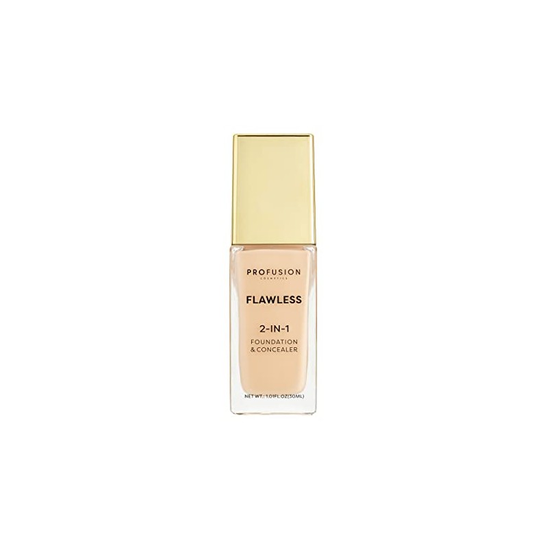 Profusion Cosmetics Flawless 2-In-1 Foundation and Concealer, Full Coverage