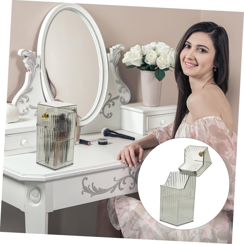 Mikinona Transparent Makeup Brush Holder Organizer Durable Cosmetic Storage Pot