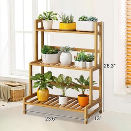 Simcat Plant Stand Indoor - Plant Stand Outdoor for Multiple Plants Wood Plant Shelf Multi-tier Planter Stand Flower Stand for Patio Garden Living Room Balcony Bedroom (3 layers- 60 * 33 * 72cm)