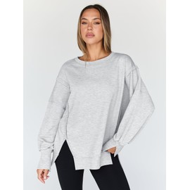 Trendy Queen Womens Oversized Sweatshirts Hoodies Crewneck Shirts Fall Outfits Teen Girls Y2k Winter Clothes Grey M