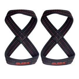 Outex Figure 8 Lifting Straps for Gym Workout, Deadlift, Powerlifting, Cross Training, Weightlifting, Fitness Strength Training for Men, Women (Red, Medium)