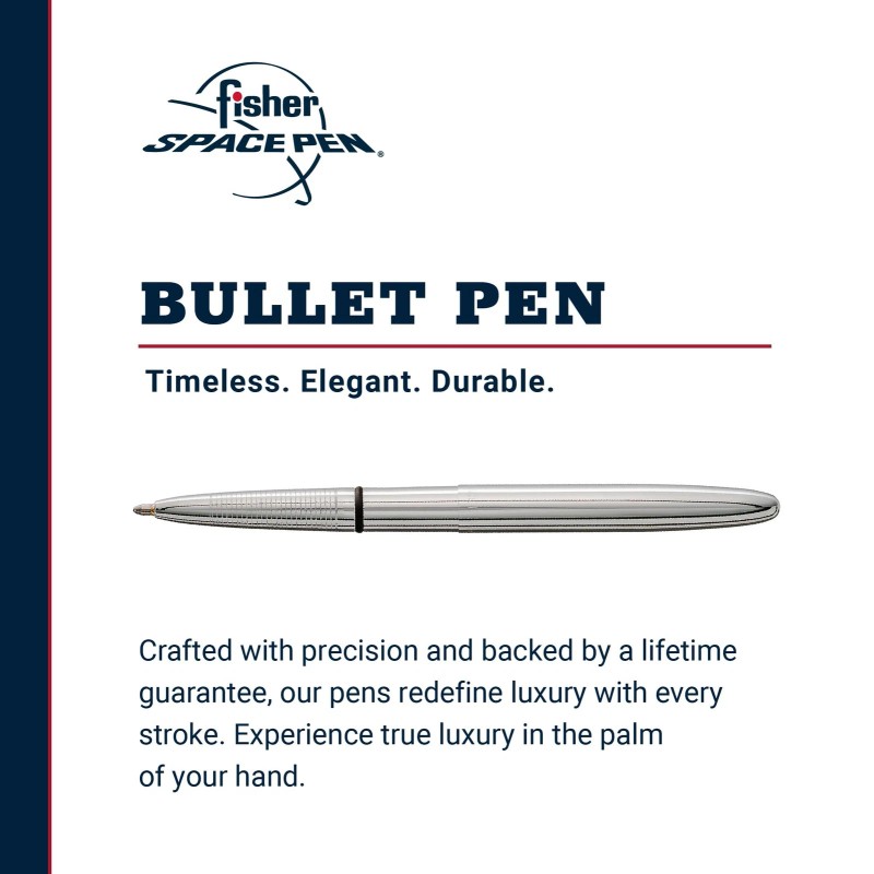 Fisher Chrome Bullet Pen Ballpoint Writes at Any Angle Under