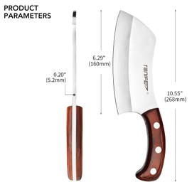 TONIFE Meat Cleaver Butcher Knife with Pakkawood Handle, 6.3 Inch Professional Butcher Chopper for Kitchen and Restaurant
