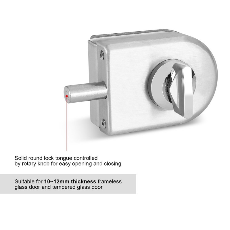 Fdit Stainless Metal Semicircle Hinged Frameless Glass Door Non-hole Latch