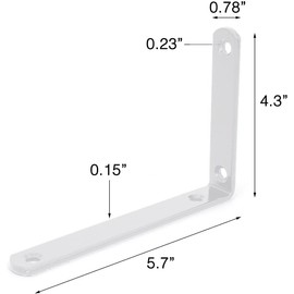 Shelf Bracket Wall Bracket Corner Brace Stainless Steel Heavy Duty "L" Support Bracket Joint Angle Bracket for Hanging Bookshelf Support Furniture Connector 4 Pack (White)