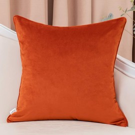 Yangest Orange Square Throw Pillow Cover Wavy Velvet Cushion Cover Modern Zippered Pillowcase for Sofa Couch Bedroom Living Room Chair, 18 x 18 Inch