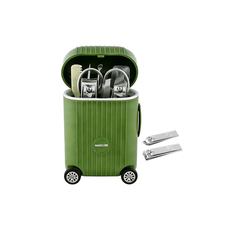 8-Piece Mini Suitcase Manicure Set - Portable Grooming Kit