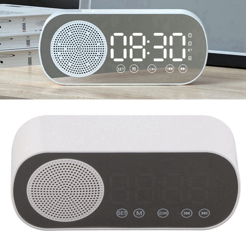 Digital Alarm Clock HIFI FM Radio Rechargeable Bluetooth 5.0 Speaker