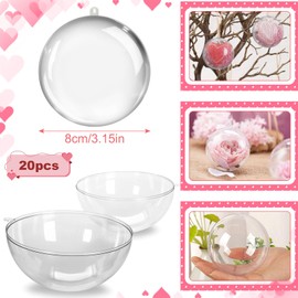 Valentines Day Clear Plastic Ornaments,20 Pack Valentine's Day Clear Ornaments for Crafts,Transparent DIY Fillable Acrylic Crafts for Romantic Tree Decor,Wedding,Party and Home Decoration