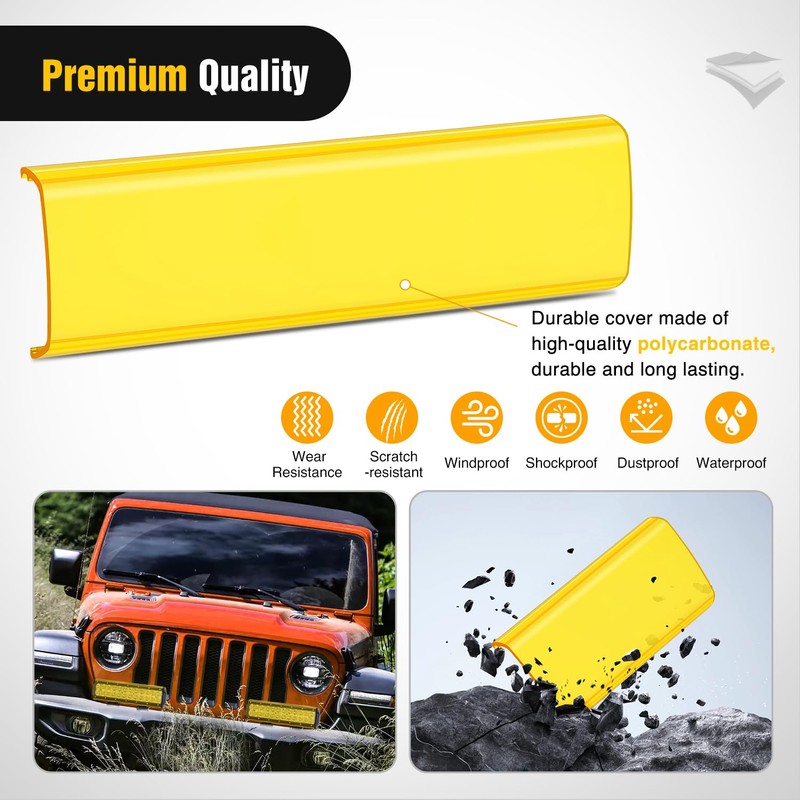Nilight 12 Inch LED Light Bar Cover 2 PCS Yellow