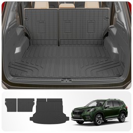 Thinzyou Cargo Mat Compatible with 2025 Subaru Forester NO Hybrid Trunk Mat Cargo Liner Trunk Liner TPE All Weather Back Seat Cover Protector 2025 Forester Accessories (Trunk Mat+Backrest Mats)