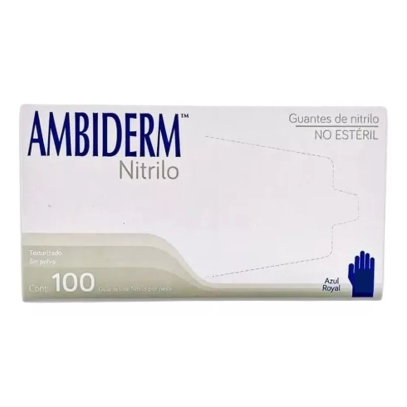 Ambiderm Guantes De Nitrilo Azul Royal Ambiderm Mediano Caja Con
