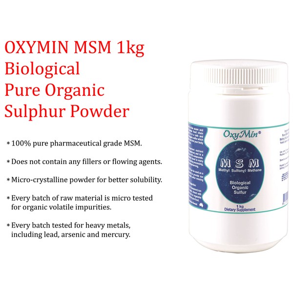 1 x 1kg OXYMIN MSM ( Biological / Pure Organic Sulphur Powder )
