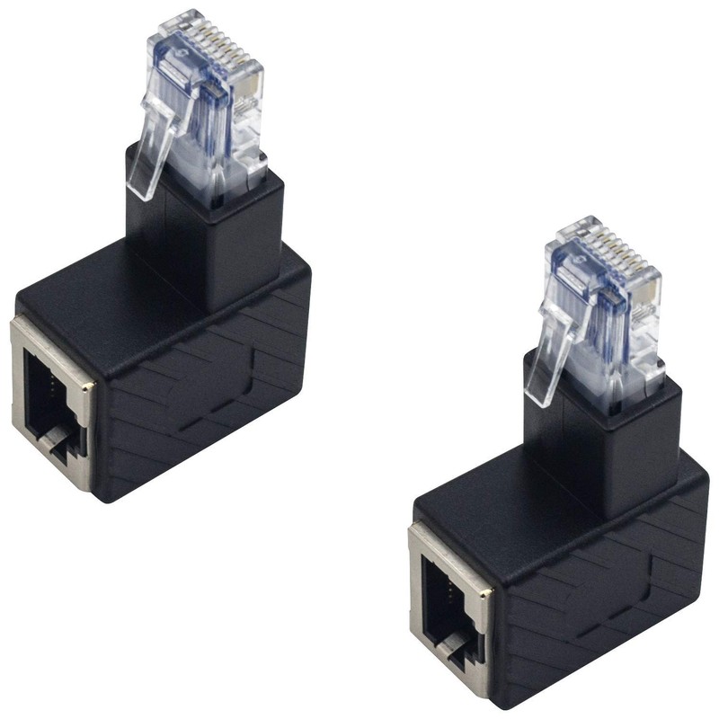 Duttek Adaptador Ethernet de 90 grados, adaptador extensor Ethernet RJ45