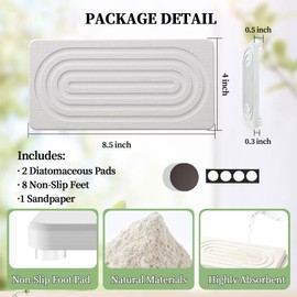 2 PCS Water Absorbing Diatomite Coasters, Stone Drying Mat for Kitchen Counter, Quick Dry Stone Mat Trays for Bathroom Kitchen Counter, Soap Dish Tray Used for Hand Soaps (White, 8.3" x 4")