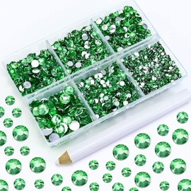 Briskbloom 4500PCS Resin Flatback Rhinestone, 2mm 3mm 4mm 5mm 6mm Grass Green Flatback Rhinestones for Tumblers, Nails Art, Mugs, Bottles, Craft Decoration, Loose Bling Glitter Gem Stone