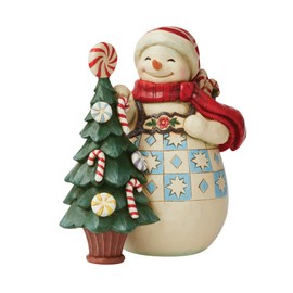 Jim Shore Snowman with Candy Cane Tree Hall Mark Exclusive Sweet Christmas Traditions
