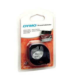 Dymo LetraTag Set of 5 Cassette Tape Metallic 12 mm x 4 m Black on Silver