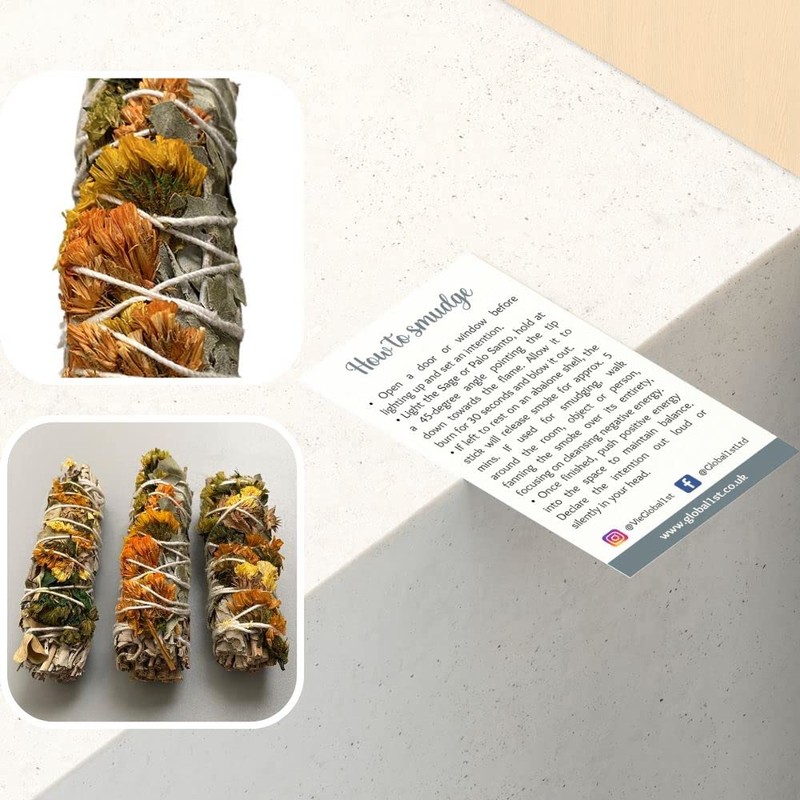 Sage Smudge Stick 4" (White Sage, Orange, Green Sinuata and