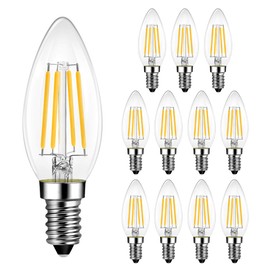 B11 LED Edison Filament Bulb Dimmable 40W Equivalent, LVWIT E12 Candelabra Base 2700K Warm White Candle Light Bulb, UL-Listed (12 Pack)