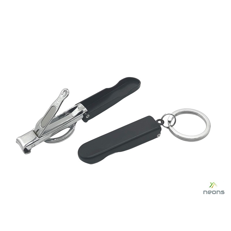NEONS Nail Clipper Small Ring Small Foldable Nail Clipper (Black)
