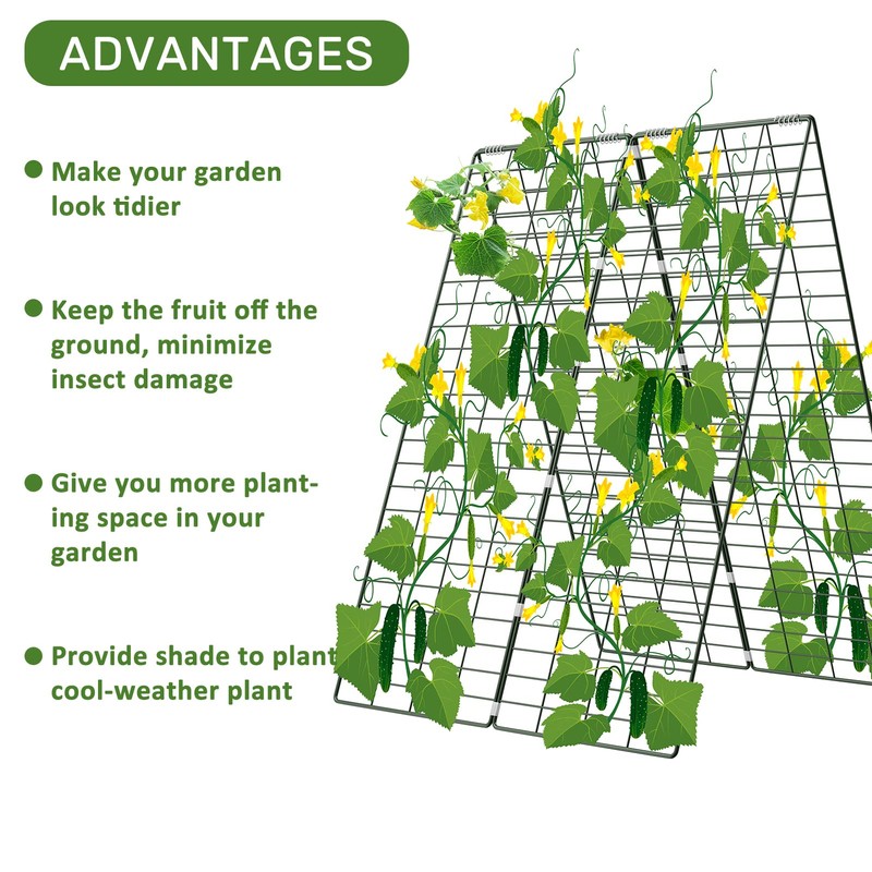 AGTEK 34" x 48" Foldable Cucumber Trellis with Garden Stakes