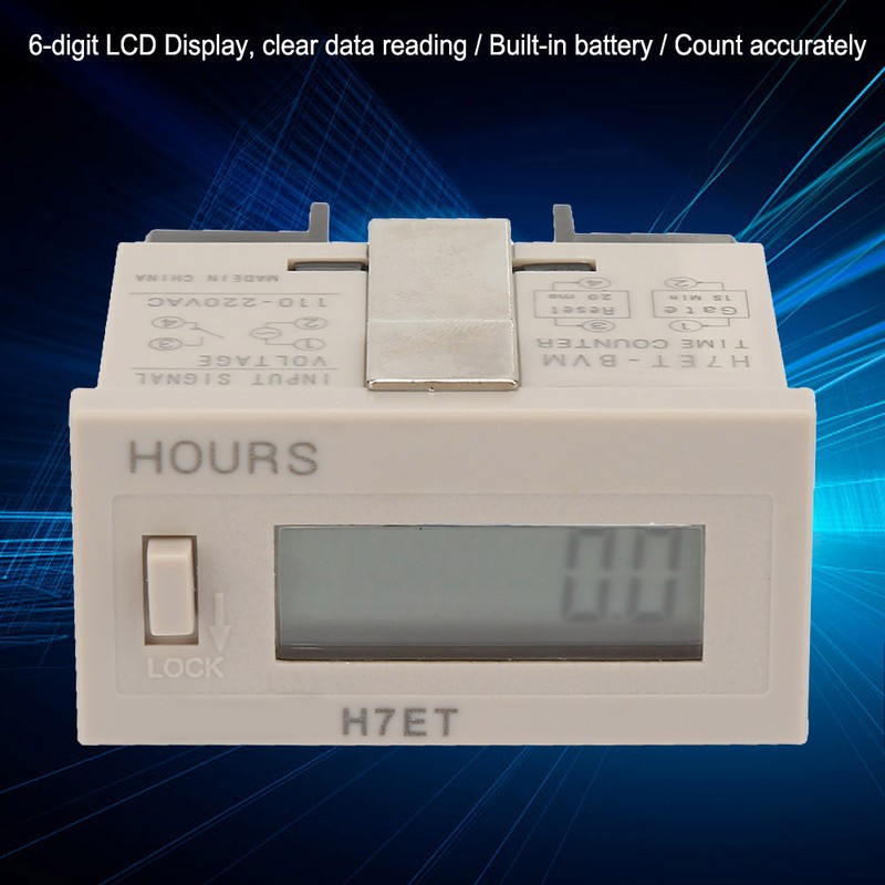 AC H7Et BVM Digital Electrical Counter Totalizer with 6-Digit LCD