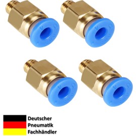 Pneumatic Push-in Fitting M6 to 4 mm Pack of 4 Push In Compressed Air Connection Plug Connection Industrial Quality