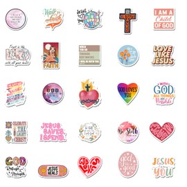BEATRI Bible Stickers 50Pcs Inspirational Boho Christian Stickers Vinyl Waterproof Bible Jesus Journaling Supplies Aesthetic Jesus Faith Christian Stickers for Water Bottles, Phone, Laptop