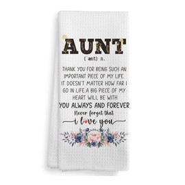 NOQL Aunt Kitchen Towels and Dishcloths, Aunt Gifts from Niece Nephew, Best Aunt Ever Gifts, Auntie Gifts, Gifts for Aunt Hand Towels Tea Towels for Bathroom Kitchen, 6×24 Inches