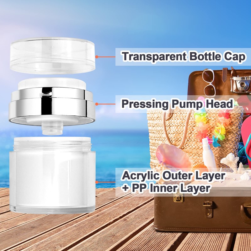 Pack of 3 Airless Pump Jars, 50 ml/50 g, Cream