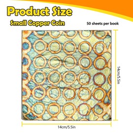 Sekonow Variegated Gold Leaf Sheets 50pcs, Colorful Imitation Gold Foil Sheets Paper Booklet for Art Craft Painting Gilding Decoration, 5.5" x 5.5", Circle