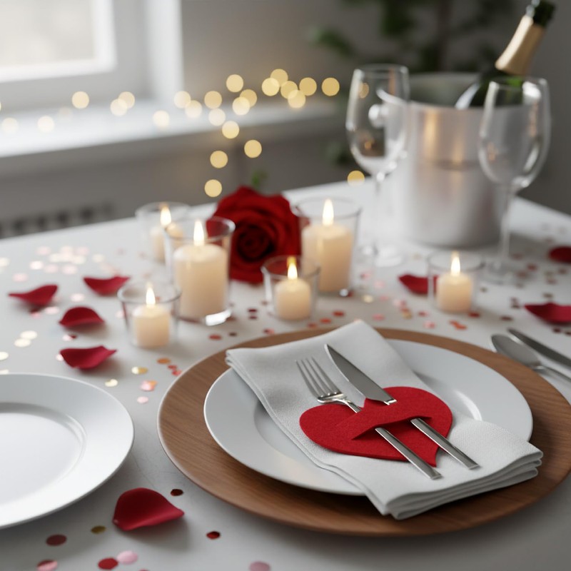 Tabanzhe 10 Pcs Heart-Shaped Felt Silverware Holder,Cutlery Holder Bags Tableware
