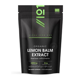 Organic Lemon Balm Extract 4800mg - 8mg Rosmarinic Acid from High Strength 6:1 Extract - 90 Vegan Capsules - Resealable and Recyclable Pouch by Alpha01