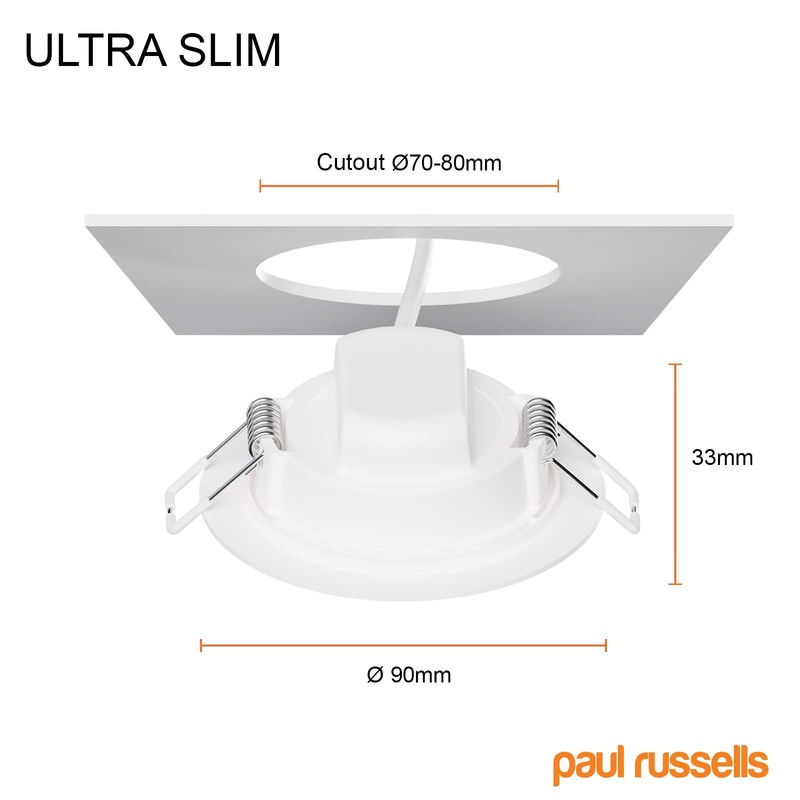paul russells LED Ceiling Downlights, 4W Slim Recessed Bathroom Downlights,