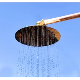 Space Saving Flat Copper Shower Head 8 Inch - Indoor/Outdoor Use